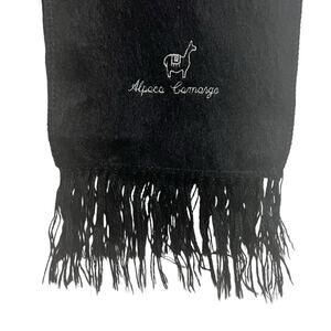 Alpaca Camargo Black Alpaca Wool Fringed Unisex Scarf
